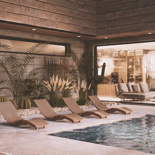 3d rendering of an interior pool