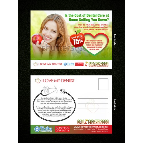 Create a capturing modern flyer/postcard for a Dental Office in Mexico