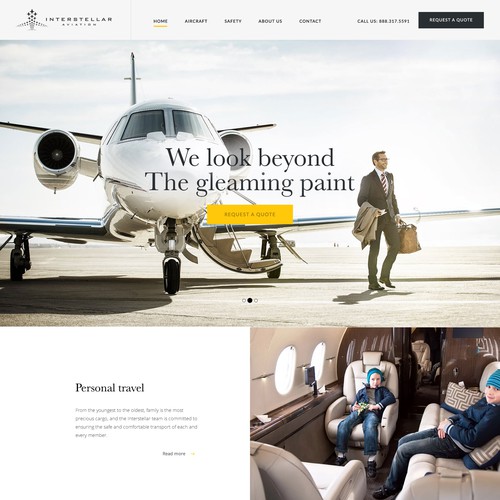 Web design for a Celebrity Private Jet Company