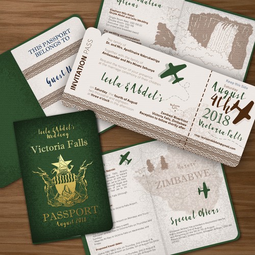 African Wedding Passports Invitation