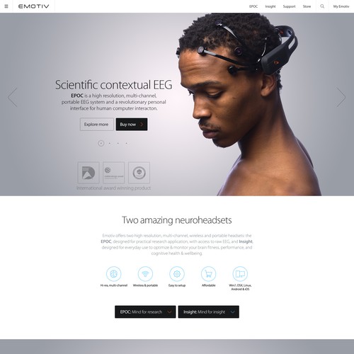Redesign website for International Award Winning EEG system