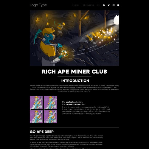 Rich Ape Miner Club Web page&illustrations.