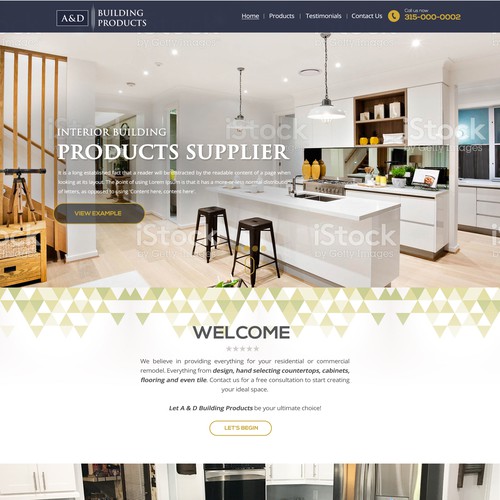 Home page design for Interior Building Products Supplier.