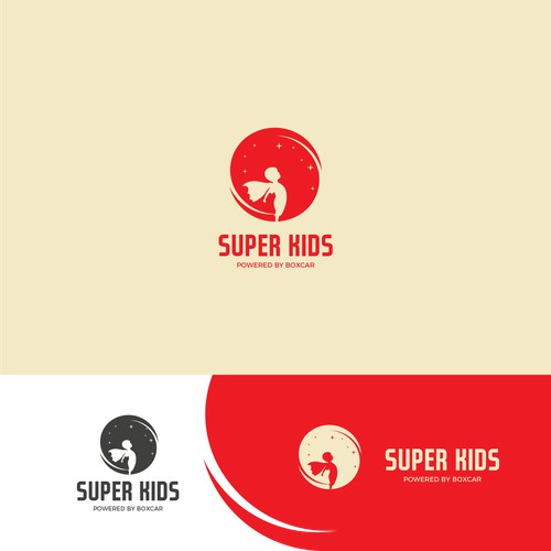 kid and moon illustration logo design