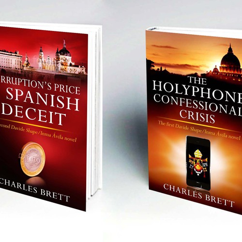 Book Cover design for "The Holyphone Confessional Crisis" and "Corruptions Price: A Spanish Deceit" by Charles Brett  
