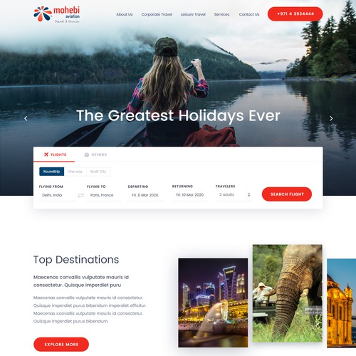 Interactive website design for a Travel Agency