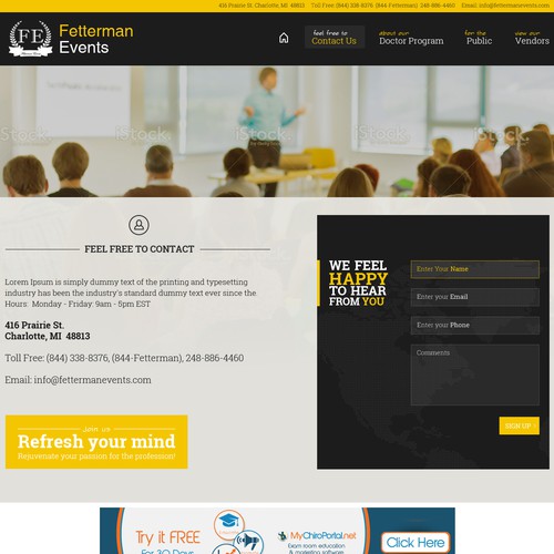 Fetterman Events Website Redesign 2014