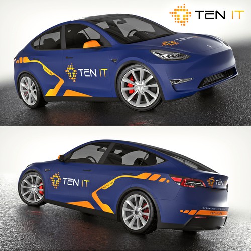 Elegant car wrapping (Tesla) for an IT company