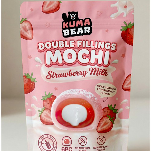 Design a cute package for a double fillings mochi line!