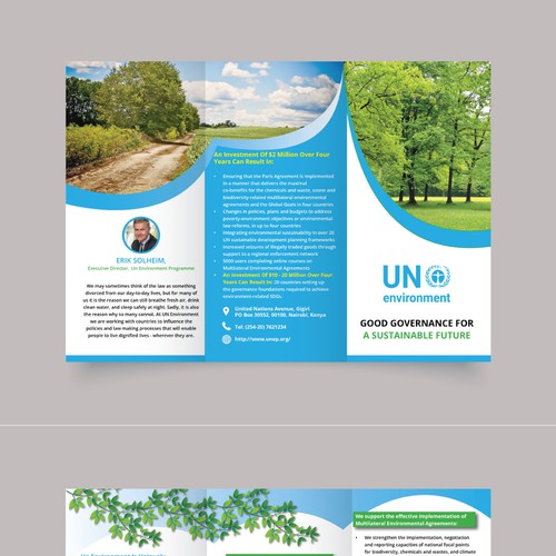 Brochure design contest entry for the UN Environment