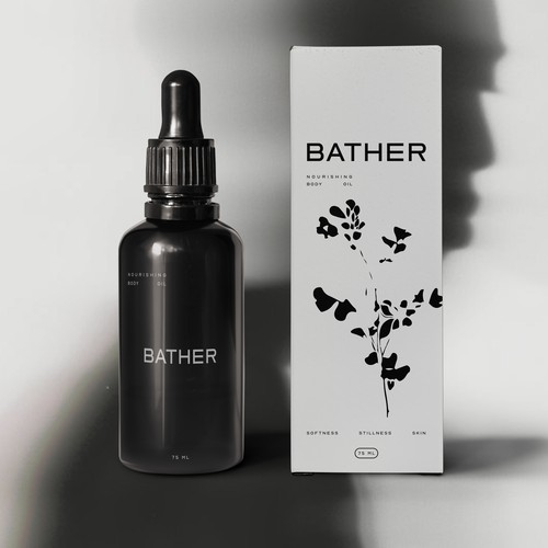 BATHER body oil product and packaging design