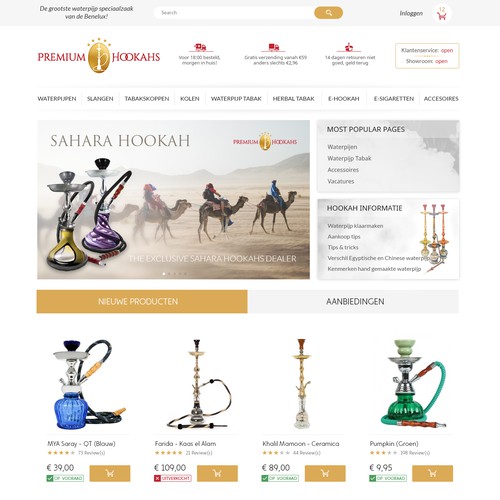 Webshop design for Premium-Hookahs