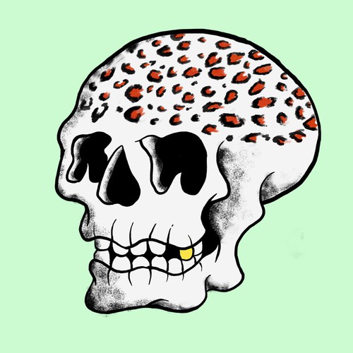 Skull with Jaguar Print Brain