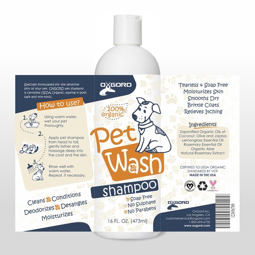 Dog Shampoo label