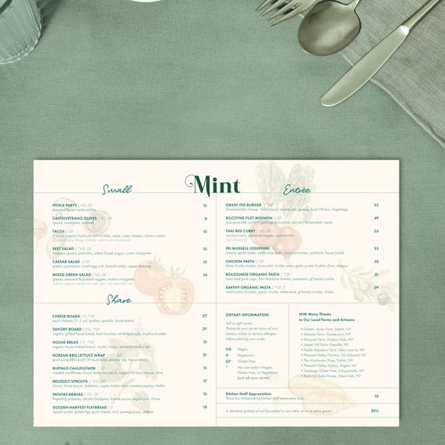 Farm to Table Restaurant Menu Design 