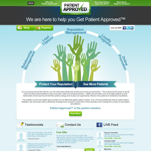 Create the next website design for Patient Approved