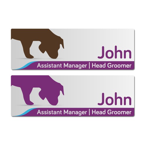 Name badge for a doggy daycare (75mm x 25mm)