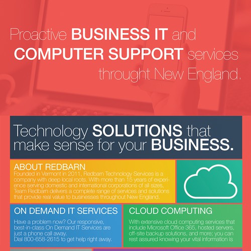 Flyer and postcard for Redbarn Technology Services