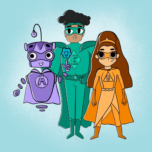 characters design  3 superheroesfor for the web site