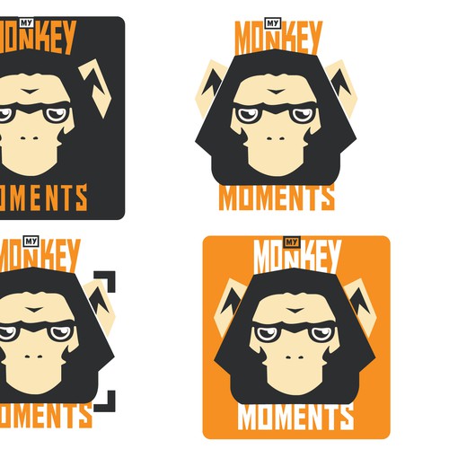 create a trendy logo (monkey character/head !!!!!) for a PHOTO app