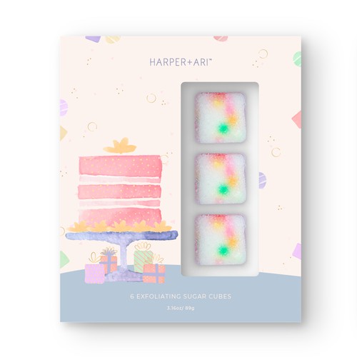 Bath scrub cube set packaging design