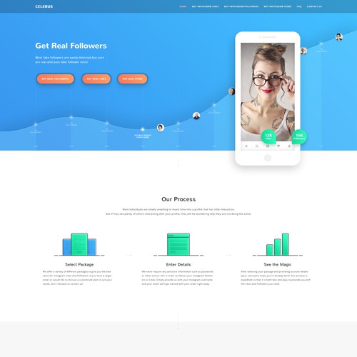 Website design for Instagram fans service