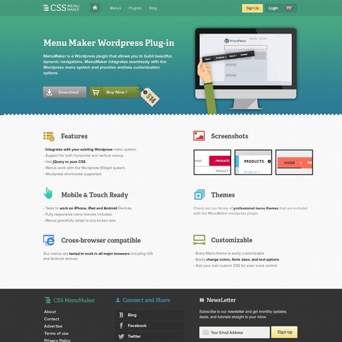 Landing page for "CSS Menu Maker"