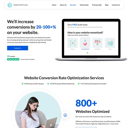 Homepage for Conversion Website