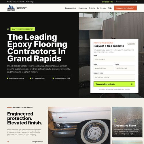 Garage Floor Coating Landing Page Design
