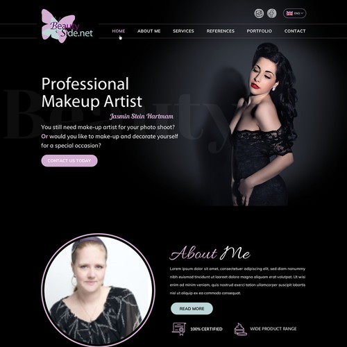 Contemporary Wordpress website for Beauty Makeup Artist