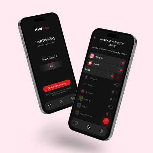Minimal Night-Mode Mobile App UI Design (Screen-Time / Focus App)