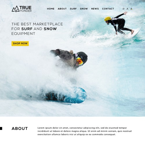 An adventurous online marketplace website for Snow and Surf adventure marketplace
