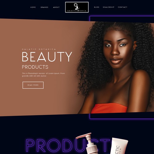 Homepage of a cosmetic products