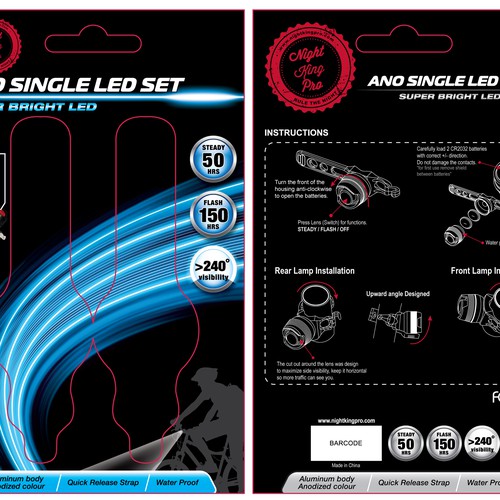 Professionally re-develop a clam shell package insert for Night King Pro