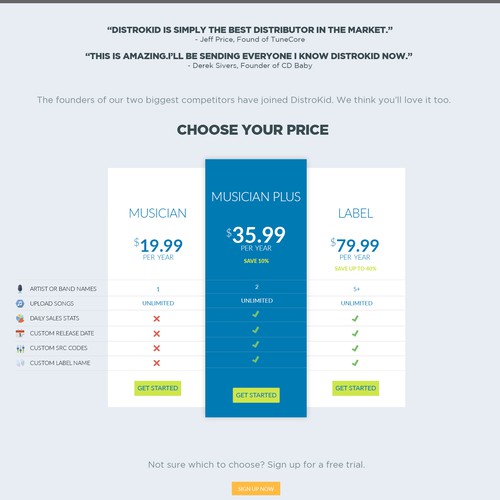 Pricing page