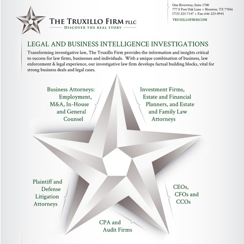 Flyer for investigative law services company