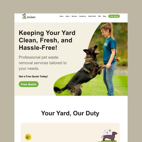 Clean poo service landing page