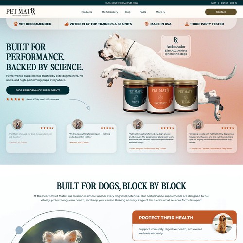 UI/UX Website Design for Pet Supplement Digital Presence