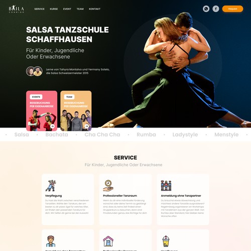 Web design for dance school