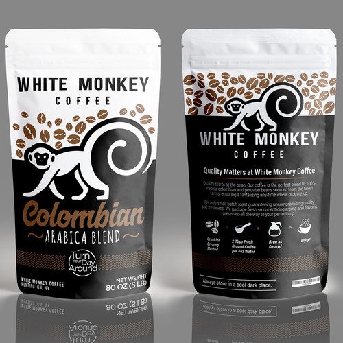 White Monkey coffee packaging