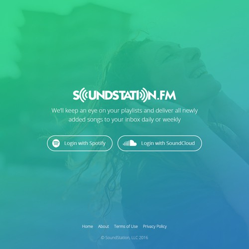 Home page for music service