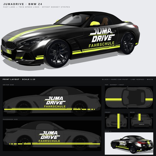 JUMAdrive driving-school wrap for a BMW Z4
