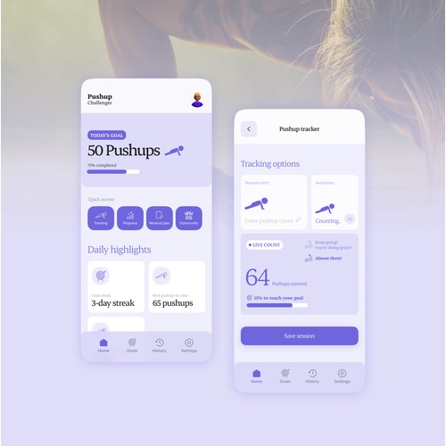 App to keep track of pushups excercises