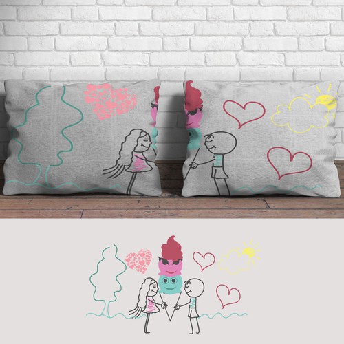 Cute couple pillow