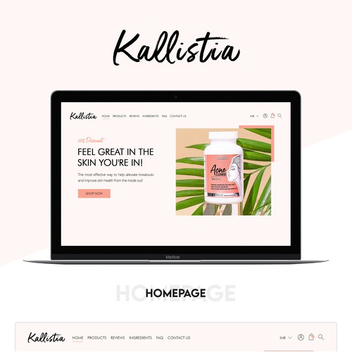 Kallistia Homepage Design For Desktop