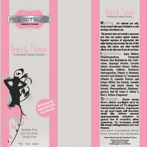 Glam/Elegant Product Label for Professional Spray Tan Solution