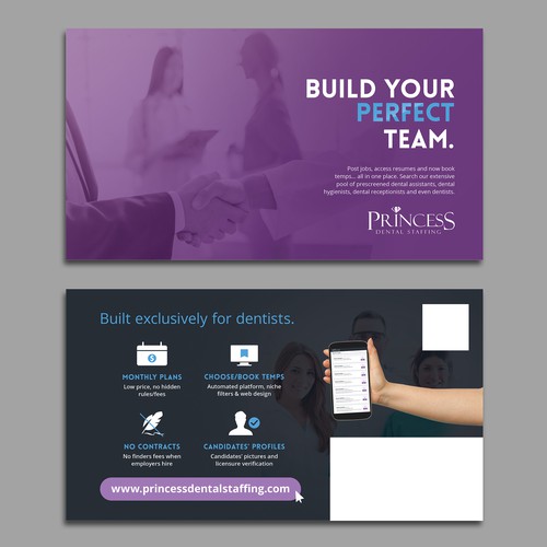 Mailer for a dental staffing agency