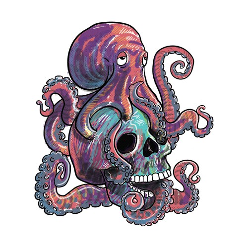 Octopus & Skull Illustration