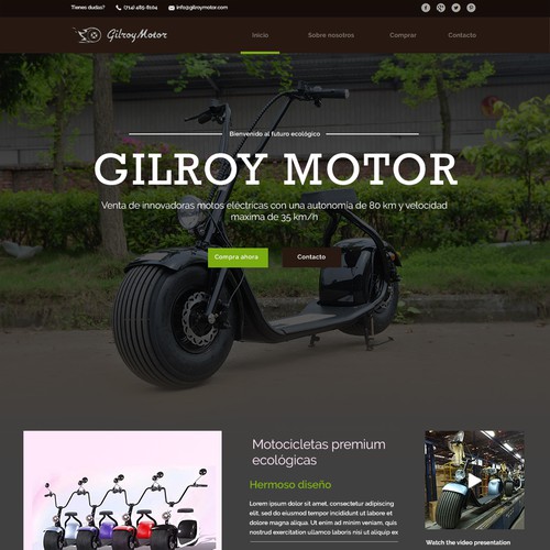Eco Electric Motorcycle landing page 