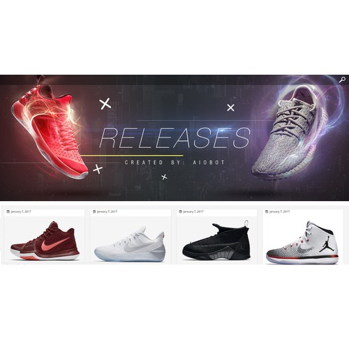 Sneaker Release website Header design